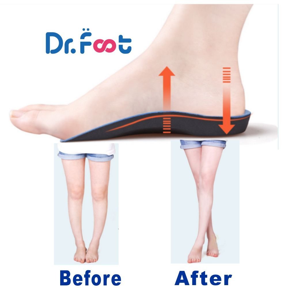 Plantillas Ortopédicas Dr. Foot's Azul Negro para Corregir Arcos Caídos y Pies Gordos Talla Medium