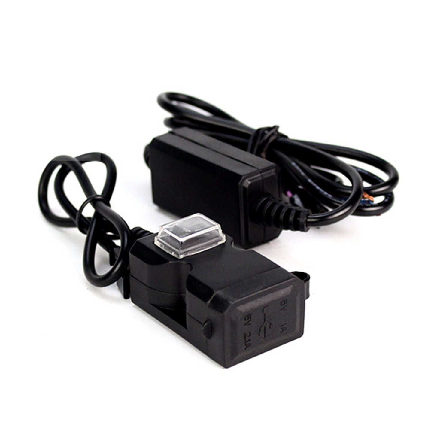 Fydun Cargador de Teléfono para Motocicleta, Doble Cargador USB 5V 2A Carga Rápida Impermeable Cable de Extensión para Smart Phone Tablet GPS 9-90V 9-90V