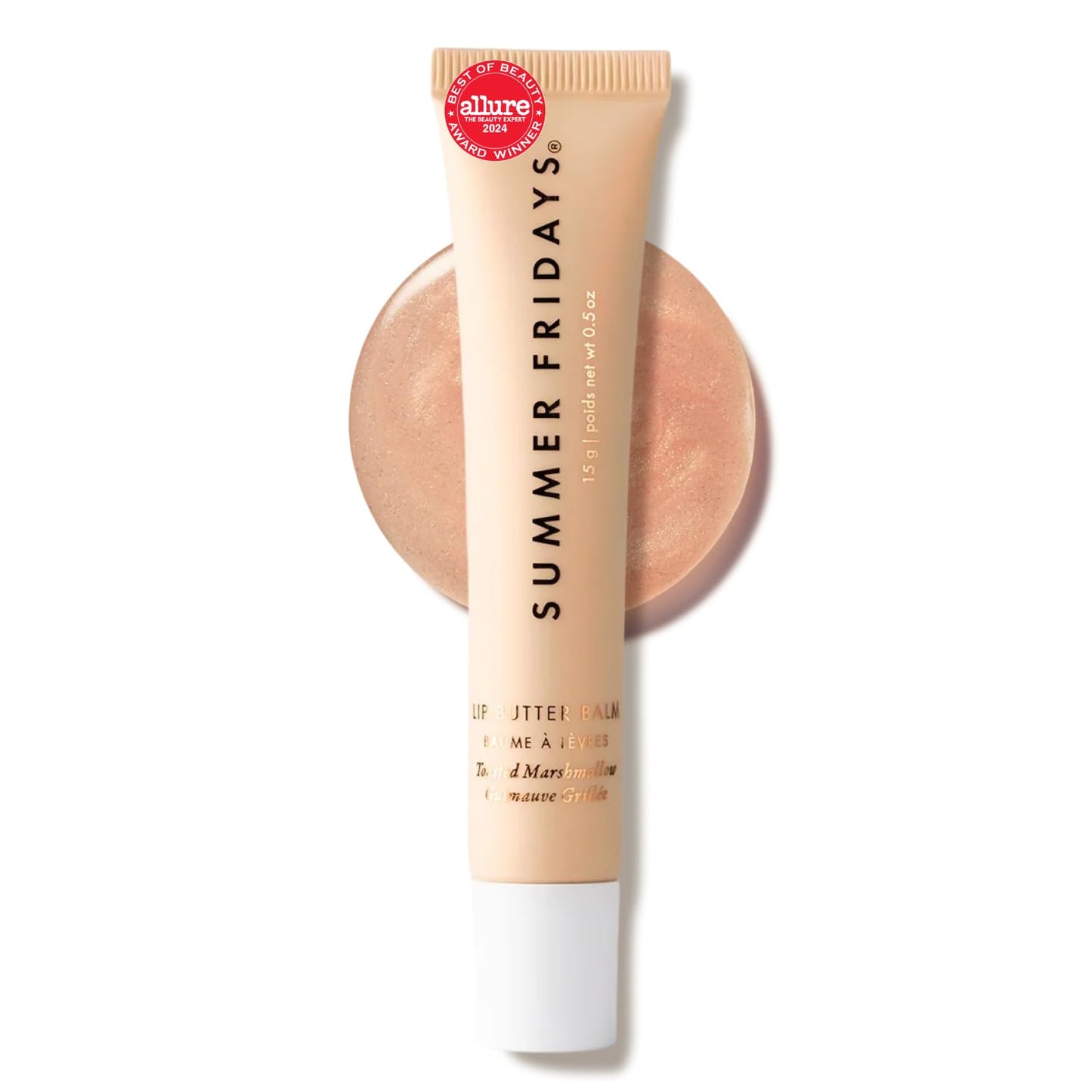 Summer Fridays Lip Butter Balm Edición Limitada, Tono Toasted Marshmallow, con Toque de Brillo Dorado, 15g