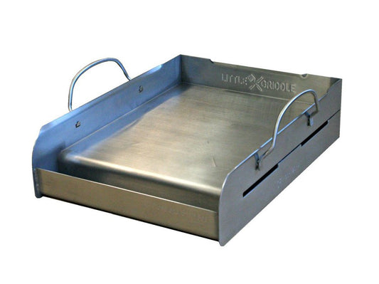 Griddle-Q GQ120 - Plancha profesional 100% de acero inoxidable de tamaño mediano con soporte de calefacción uniforme y asas extraíbles para parrillas de carbón/gas, camping, portón trasero y fiestas (14 x 16 x 6.5 pulgadas)