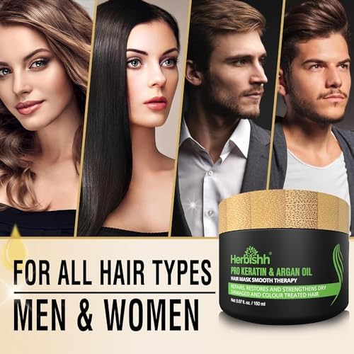 Combo Pack-2pcs Herbishh for Gray Hair Color Shampoo + 1pc Argan Intense Hair Mask- Natural Dye Shampoo – Colors in Minutes – Long-lasting color– 500 Ml –Stimulates Dry Frizzy (Burgundy)