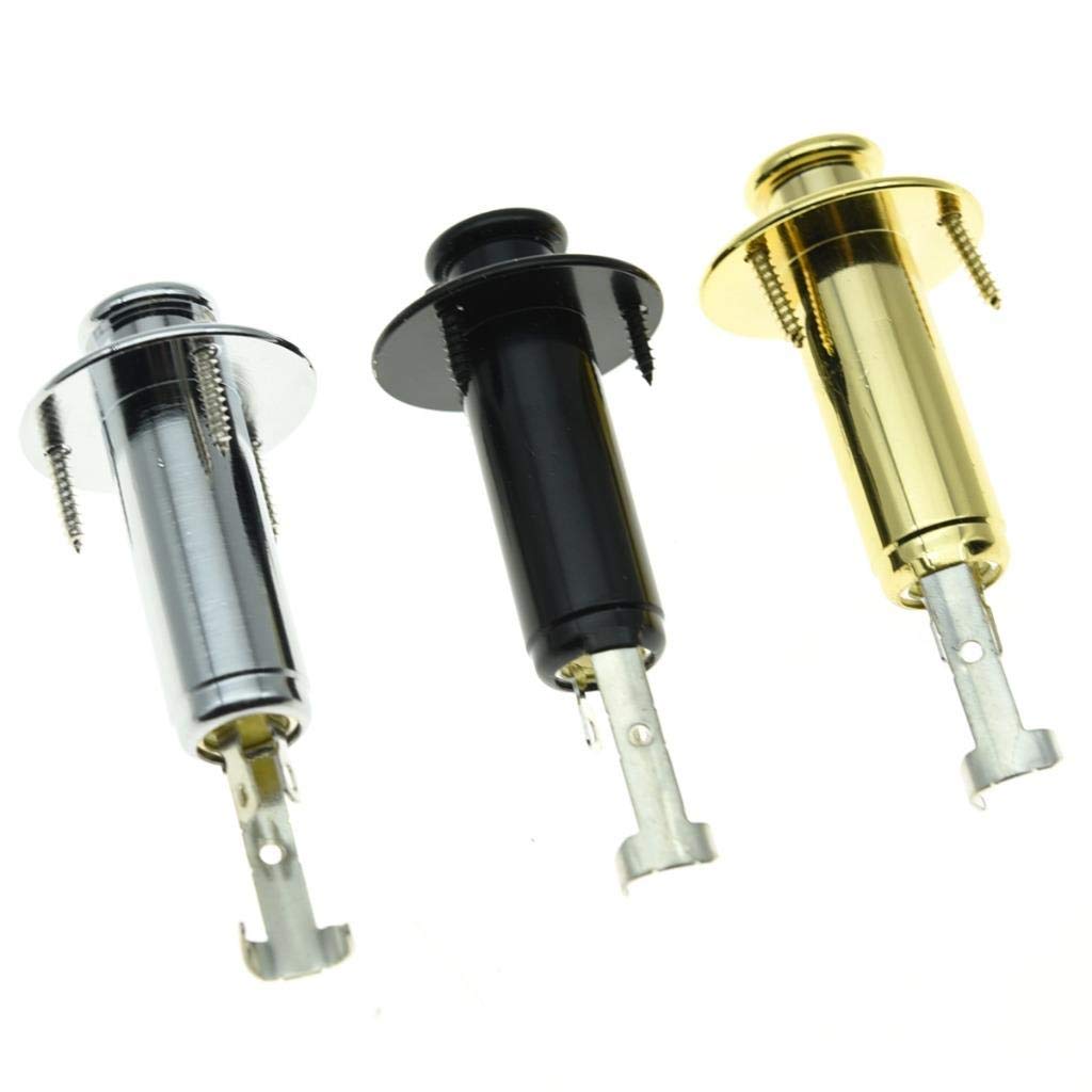 KAISH 6,35 mm Guitarra Eléctrica Acústica Bajo overol Endpin Salida Jack Jack Jack Jack Enchufe chapado en cromo/Negro/Dorado, Negro
