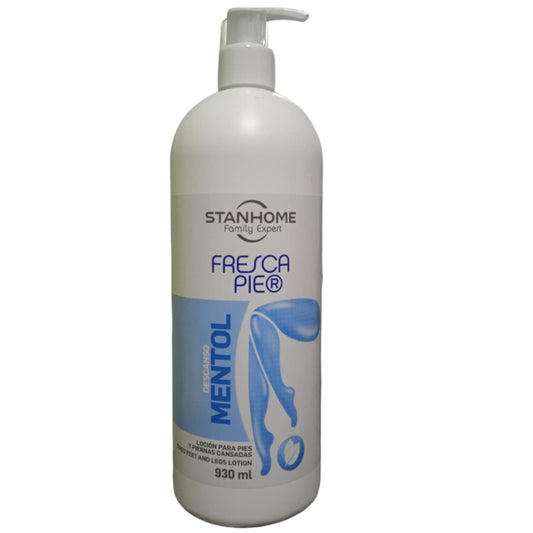 Lorelis Lab STANHOME Fresca Pie 930 ml. Crema para pies cansados. ¡El descanso que tus piernas siempre soñaron! Loción relajantes para pies y piernas cansados. Conoce el poder de la castaña de indias, disfruta de los efectos del mentol y siente los enorme