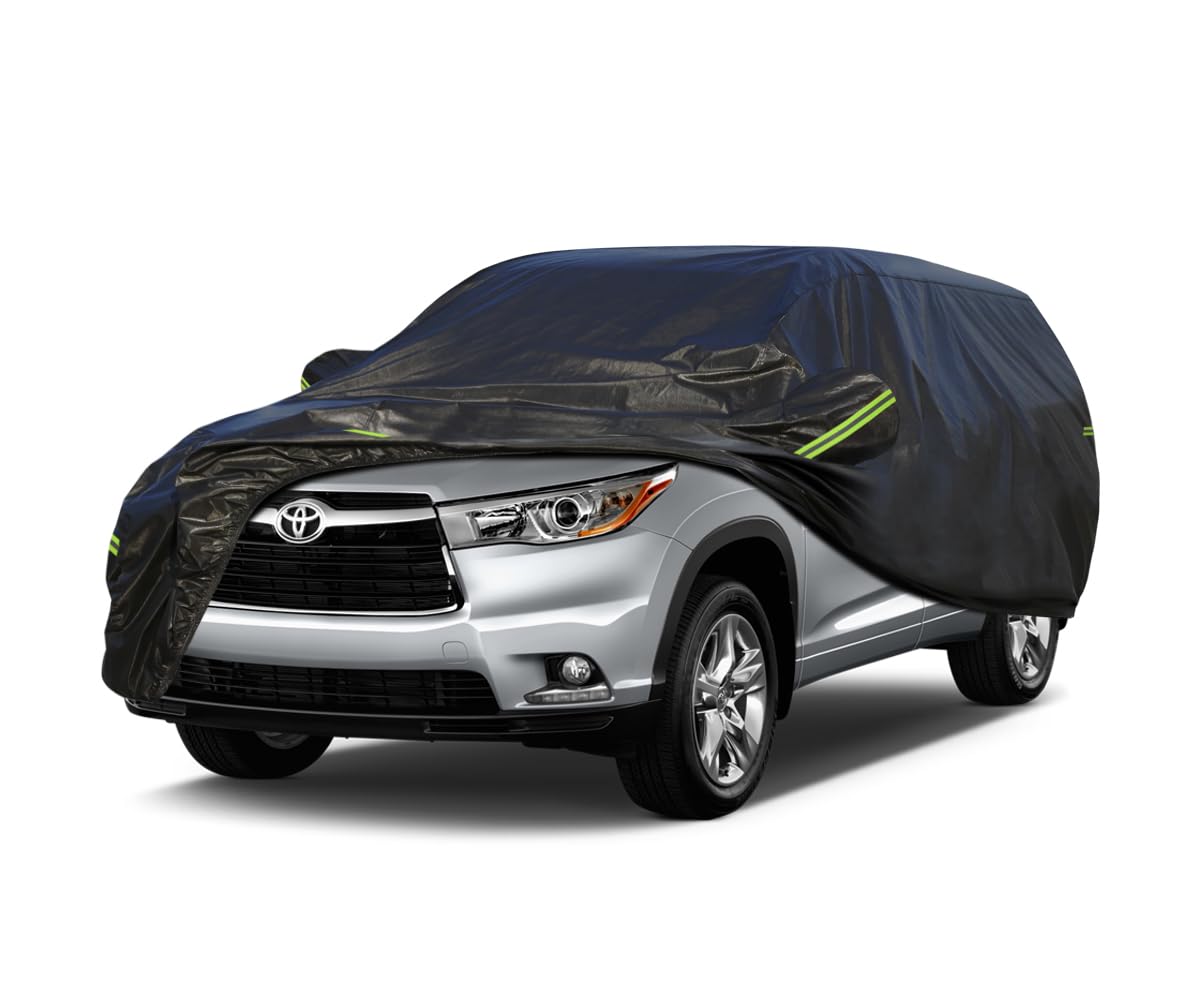 KouKou - Impermeable SUV Funda para Toyota Highlander（2007-2025）, 6 Capas, Resistente al Viento, para Todo Tipo de Clima, para Exteriores, protección contra el Sol, la Lluvia, los Rayos UV, el Polvo