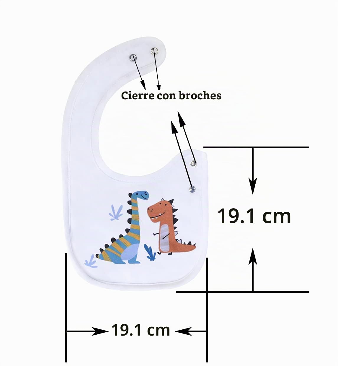 Maiwa Paquete de 6 baberos de bebé de dinosaurio impermeables de algodón para niños para babeos, comer, dentición con broches, impresión certificada por OEKO-TEX