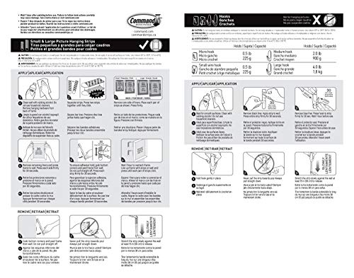 Command - Paquete variado transparente, incluye 8 pares de tiras para colgar fotos, 4 ganchos de alambre transparente y 11 ganchos de pared para colgar decoración del hogar, sin daños y colgar hasta