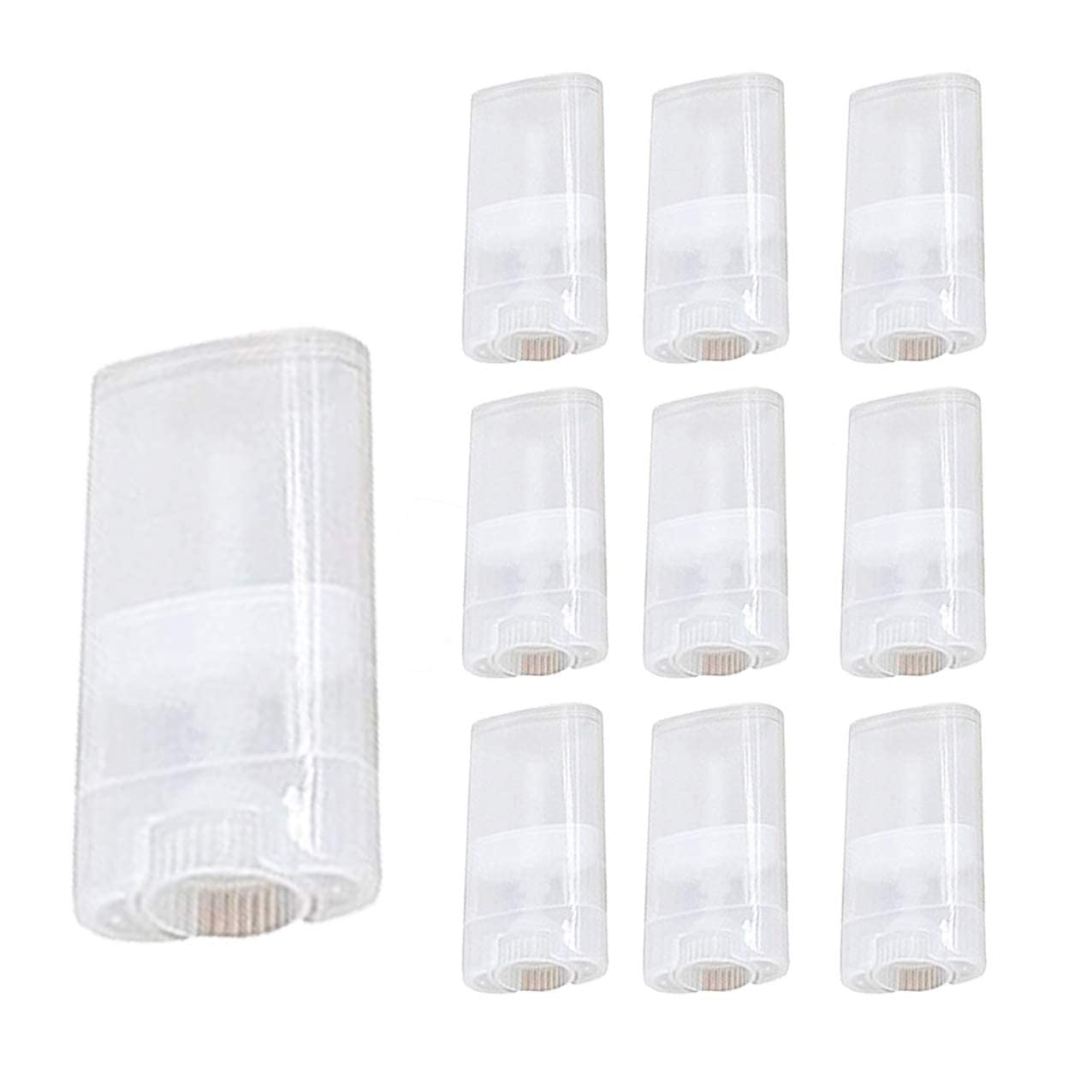 Goege 15 ML Clear Empty Plastic Oval Deodorant Containers Lip Balm Tubes for Lipstick, Crayon,chapstick,homemade Lip Balm,BPA Free (10 Pcs)