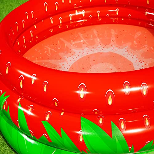 Bestway 51145 Alberca Inflable Redonda 1.60x.38cm 3 Anillos Decor Fruta, Rojo