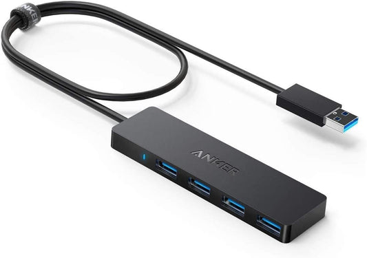 Hub USB 3.0 de 4 Puertos Anker Ultra Slim con Cable de 2 Pies para MacBook, Mac Pro, Mac Mini, iMac, Surface Pro, XPS, PC, Flash Drive y HDD Móvil