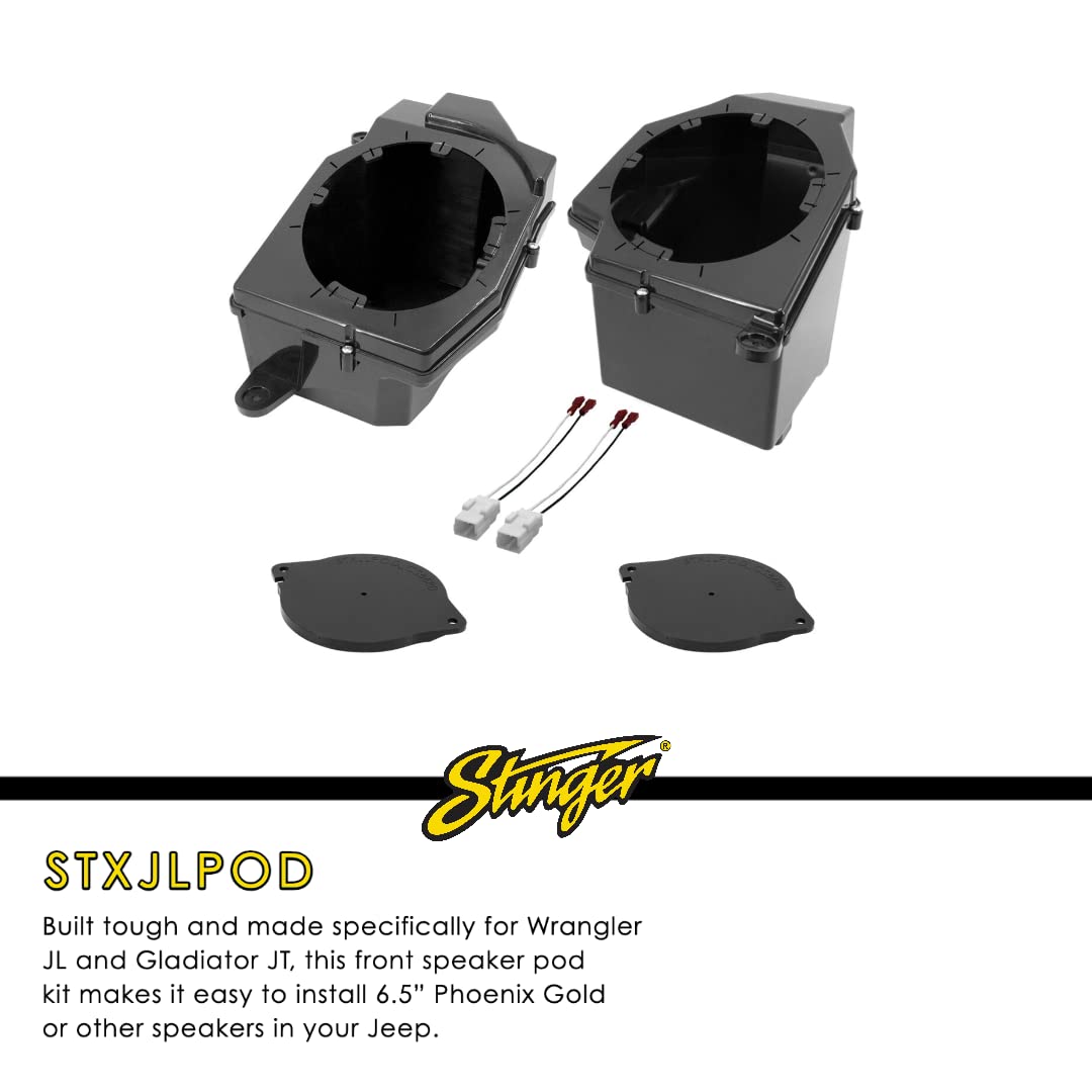 Adaptadores de Altavoz de 6.5 Pulgadas Stinger para Jeep Wrangler JL y Gladiator JT con Adaptadores de Altavoz de Agudos delanteros, Juego de Dos