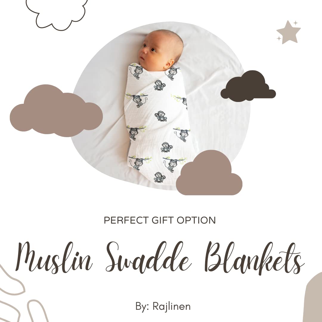 Mantas 100% muselina, mantas de bebé para recién nacido, mantas de recepción de bebé, unisex, suaves, cálidas y acogedoras, paquete de 4, tamaño 47 x 47 pulgadas, regalo para nuevas madres Trail