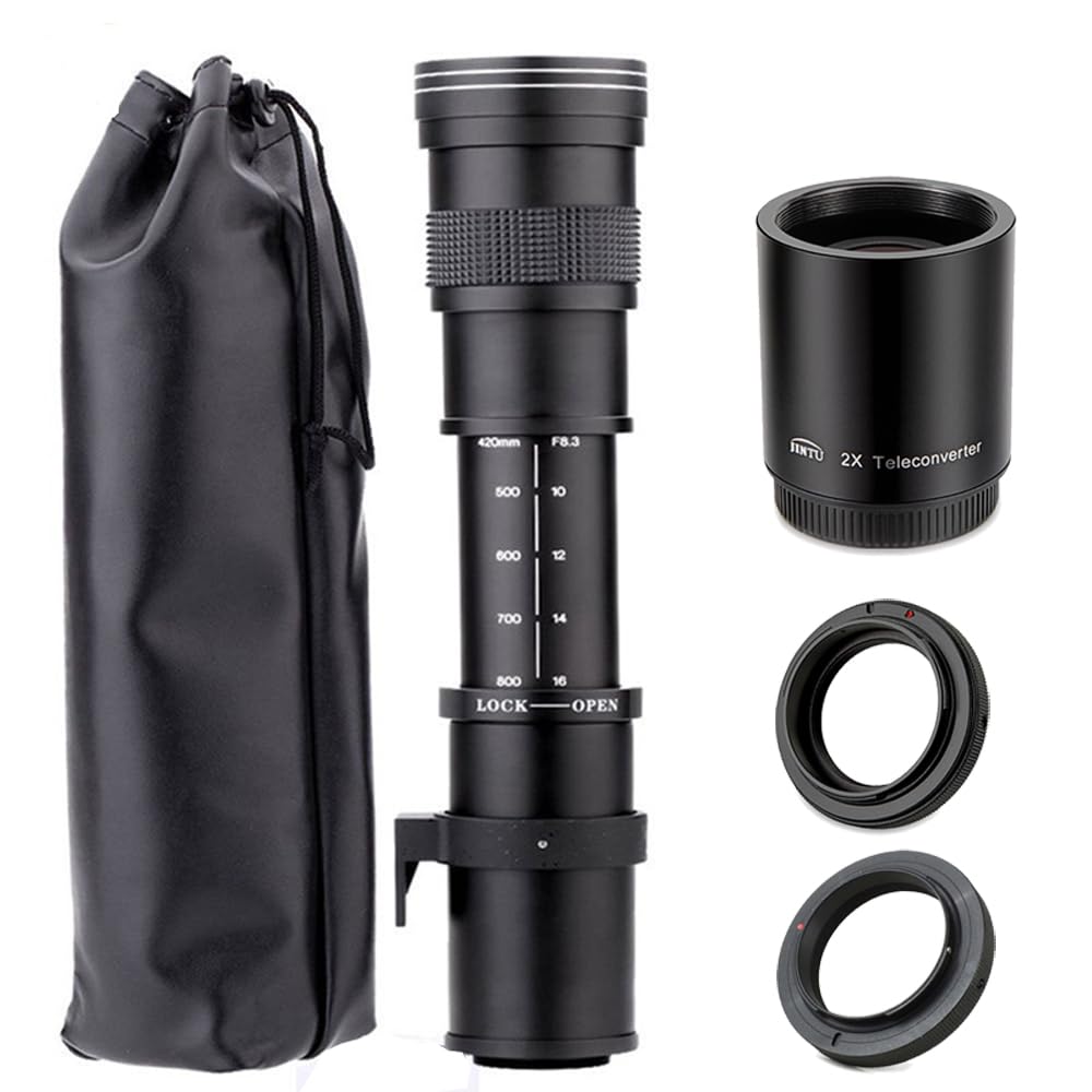 JINTU 420-1600 mm Teleobjetivo zoom lente manual para Canon T7i T6 T6i T6s T7 T8i T3i, T4i, T5, T5i, SL2, SL1 4000D 2000D 80D 90D 5D 6D 7D II 60D 750D 650D D3555555550 D8 D8 50 D7500 D5600 D3400 D7200
