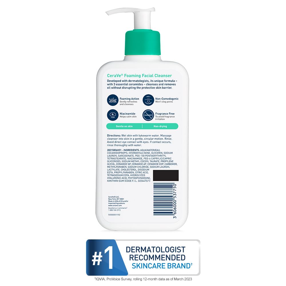 CeraVe - Limpiador facial espumoso, 12 onzas