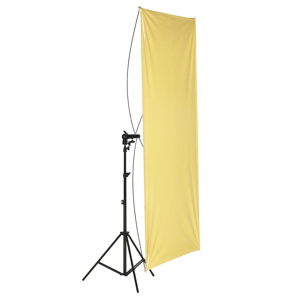 Neewer Reflector de 90x180 Centímetros Foto Estudio Dorado/Plata y Negro/Blanco Panel Plano Ligero con Soporte Bracket de 360 Degrados Giratorio y Funda