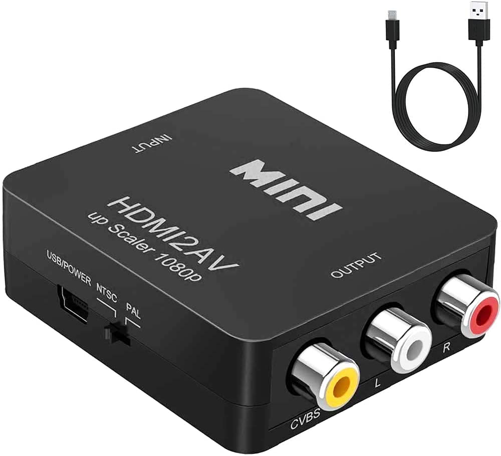 YOU ER MEI Adaptador HDMI a RCA, HDMI a AV Convertidor de Video Soporte 1080P con Cable de Alimentación USB Convertidor de Señal de Xbox PS4, PS3,STB VHS VCR Cámara DVD a HDMI TV …