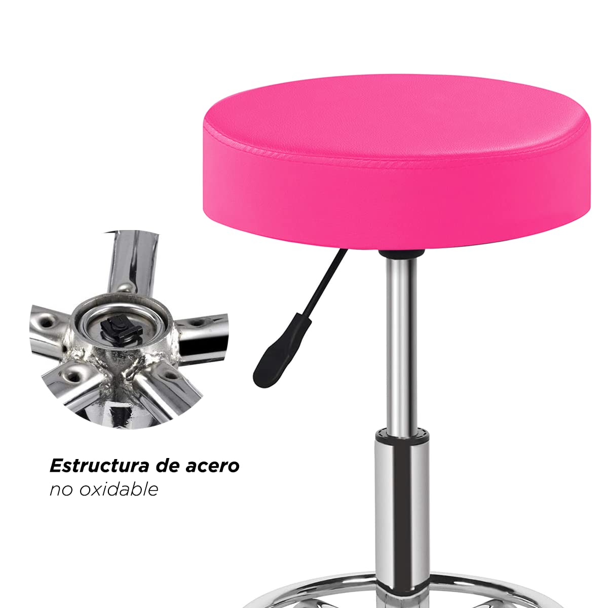 Silla Taburete VANLIG Rosa Altura Ajustable y Asiento Rotativo 360°