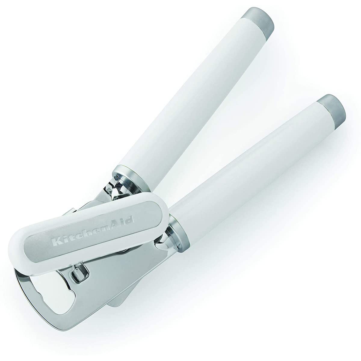 KitchenAid - Abrelatas y abrebotellas multifunción clásico fácil de usar, rueda de corte de acero inoxidable afilada, asas ergonómicas suaves, color blanco