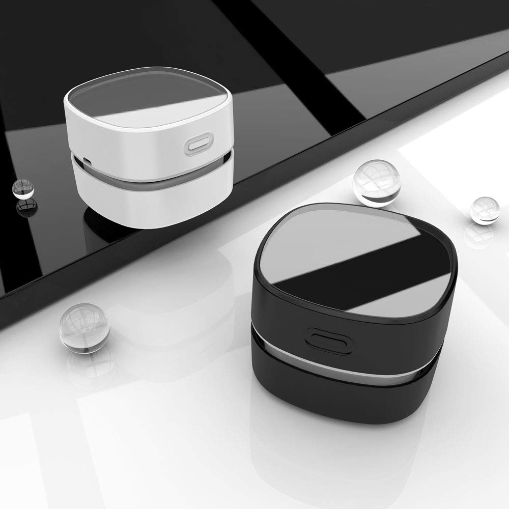 ODISTAR - Aspiradora de computadora, mini barredora de polvo de mesa, ahorro de energía, alta resistencia hasta 400 minutos, diseño giratorio sin cable y 360º para limpiar pelos, migas, teclado de