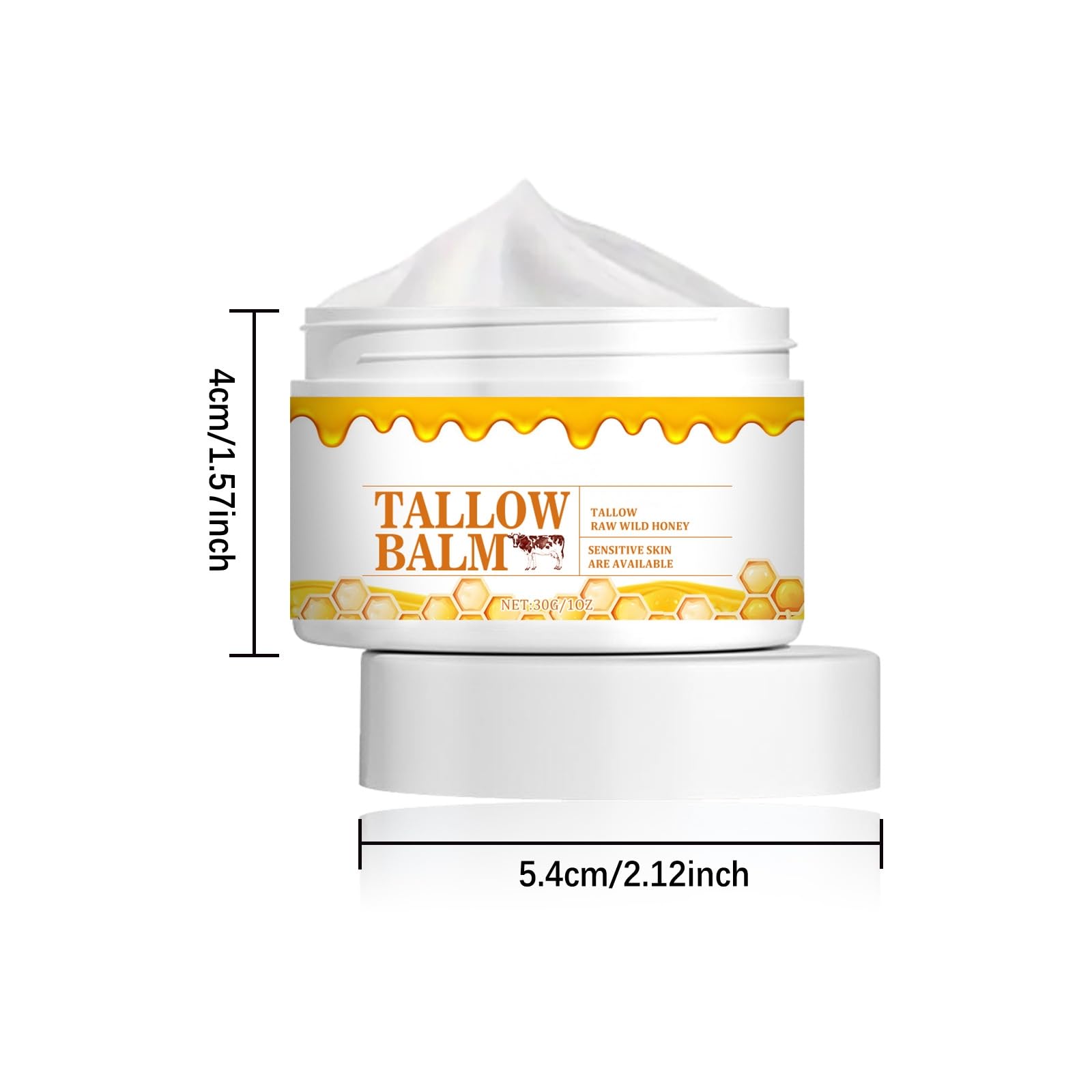 Crema Facial De Sebo De Res, BáLsamo De Sebo OrgáNico Y Miel, BáLsamo De Sebo Para El Cuidado Hidratante De La Piel Corporal (30G)