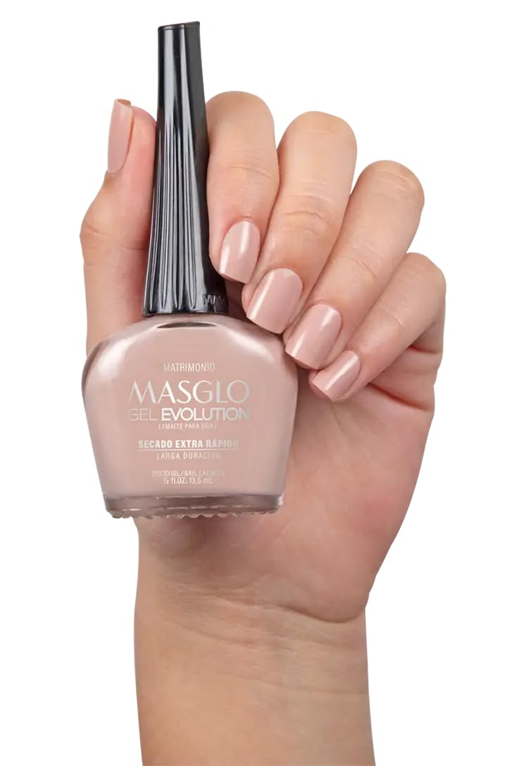 MASGLO- GEL EVOLUTION Esmalte de Uñas Efecto Gel, Sin Lámpara UV/Led, Duración Hasta 12 días, 3 uds Tonos Blanco