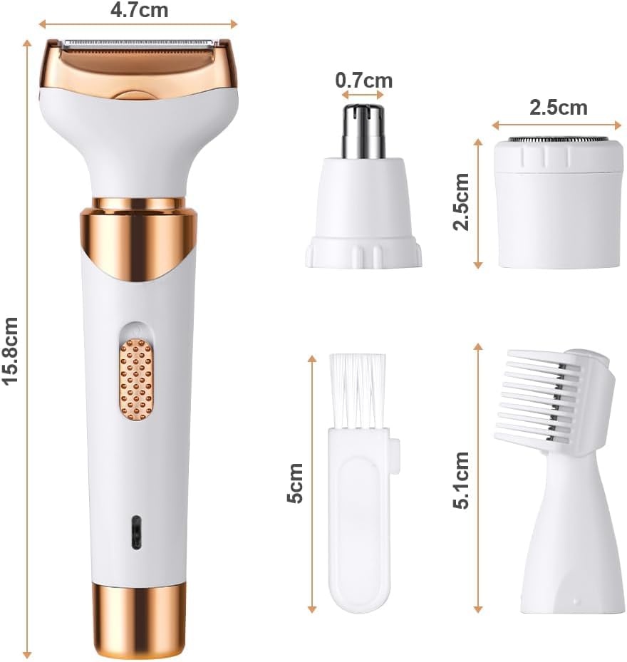 Depiladora Electrica Mujer,Rasuradora Mujer, Portátil Sin Dolor 4 En 1 Navaja De Afeitar Para Mujeres, USB Recargable，Afeitadora femenina sin dolor para el vello facial, cejas, axilas y zona del bikini. (oro1)