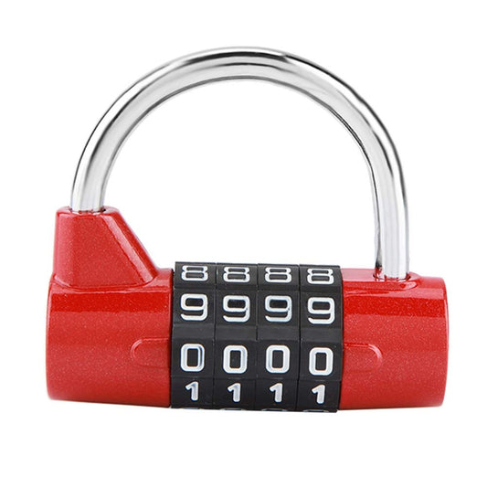 Candado de combinación con 4 números de marcado, gabinete de casa Caja de viaje Gimnasio Locker Código de seguridad Bloqueo(Red)
