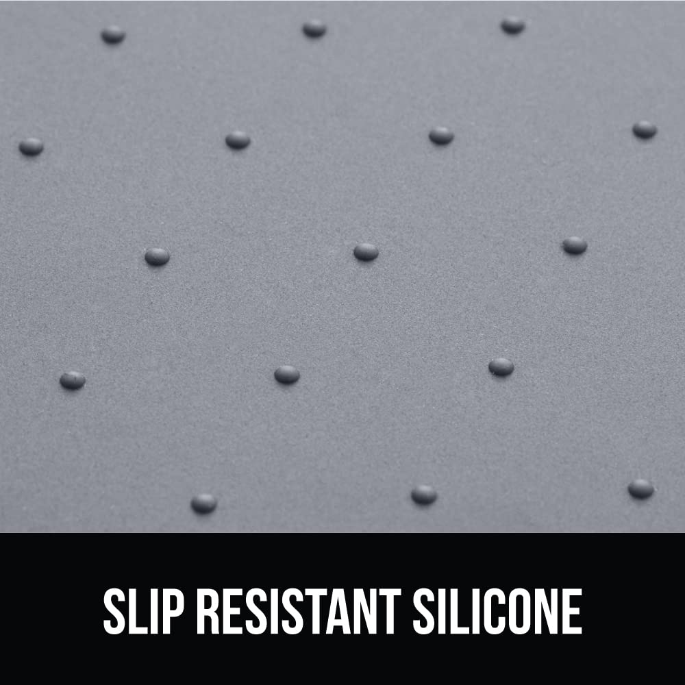Gorilla Grip 100% Impermeable con Borde Elevado, Alfombrilla de alimentación de Silicona para Mascotas, sin BPA, Las Alfombrillas para Comida para Perros y Gatos contienen derrames, 16x10, Gray