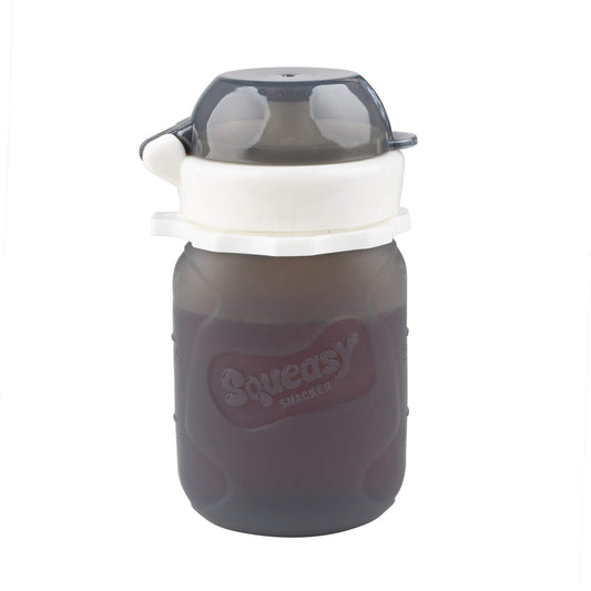 Bolsa de silicona reutilizable para alimentos a prueba de derrames, para alimentos blandos y líquidos – agua, salsa de manzana, yogur, batidos, comida para bebés – apto para lavaplatos, gris, 100 g