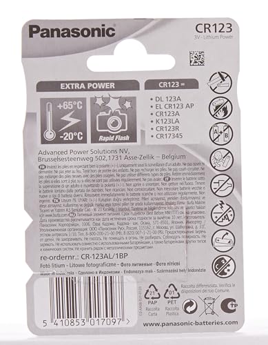 Batería de Litio Panasonic CR-123APA 3V no recargable