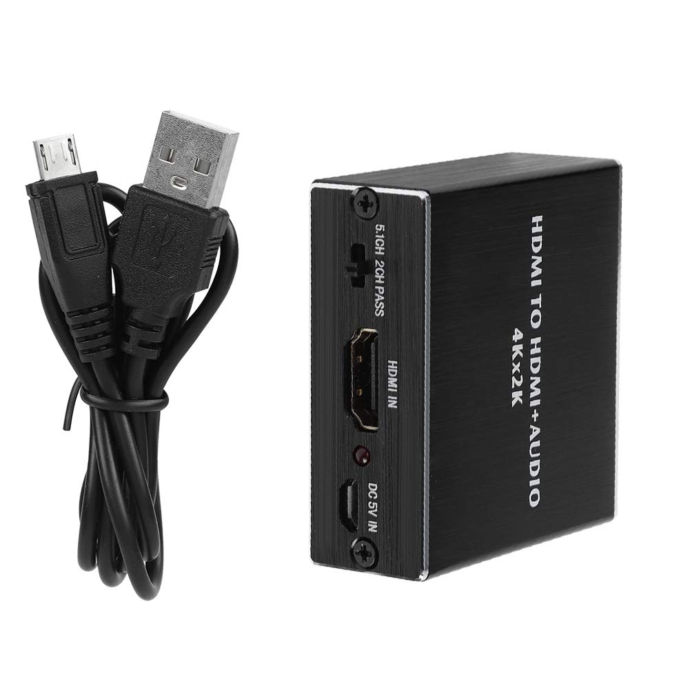 4K * 2K HDMI Audio Splitter Extractor, Divisor HDMI a HDMI + SPDIF + 3.5mm Salida de Audio Convertidor 2160p@ 30Hz, Compatible con Slim para TV y reproductor de DVD Blu-ray