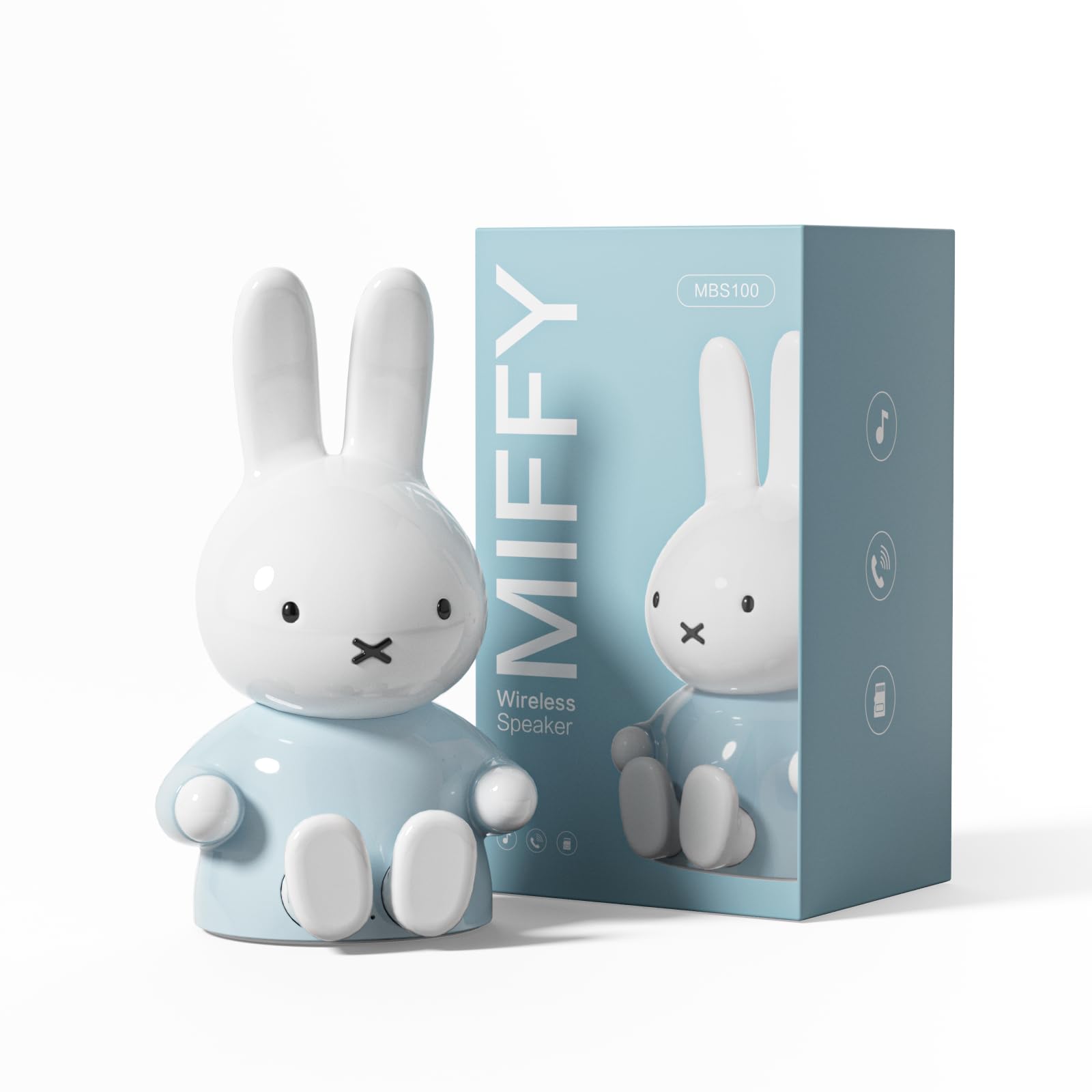 Miffy - Altavoces portátiles con Bluetooth, bonitos altavoces inalámbricos portátiles con sonido estéreo fuerte, micrófono integrado, ranura para tarjeta TF, doble emparejamiento, tiempo de