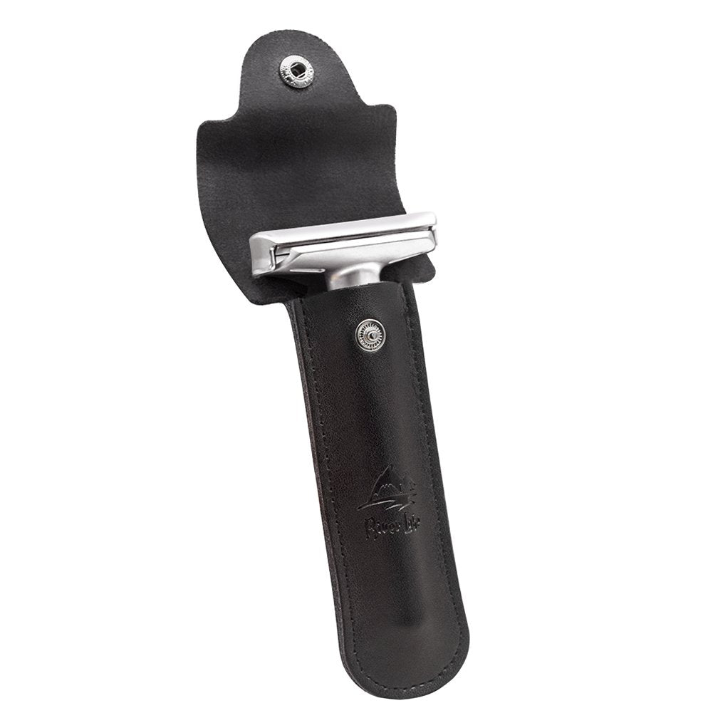 Safety Shaving Razor Kit Adjustable Double Edge for Men, Safety Razor with Genuine Leather Travel Case & 10pcs Dorco Blades, Easily Switch Blades - Great Men's Gift Idea