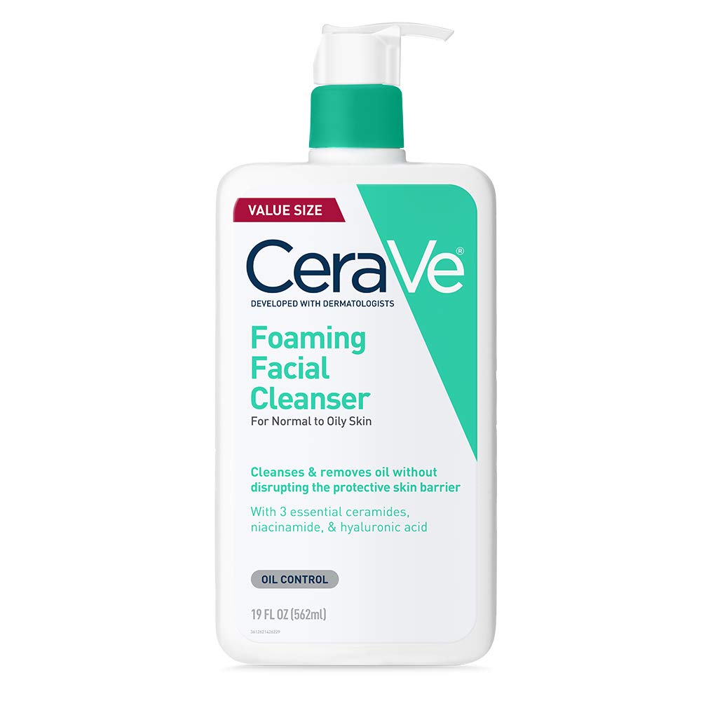 CeraVe - Limpiador facial espumoso, 19 onzas líquidas, limpiador facial diario para piel grasa, sin fragancia