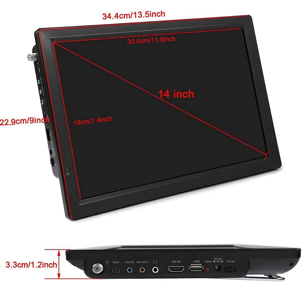 Televisión Digital Portátil ATSC 1080P HD con Soporte Plegable para Automóvil y Hogar