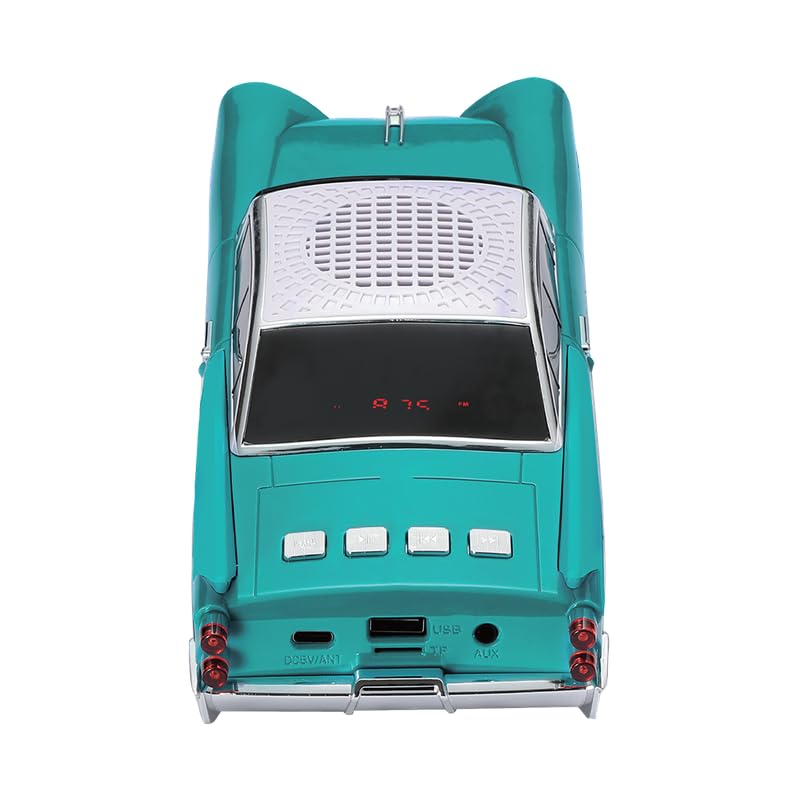 Altavoz Retro QFX Esmeralda con Bluetooth y Luces LED para Coche