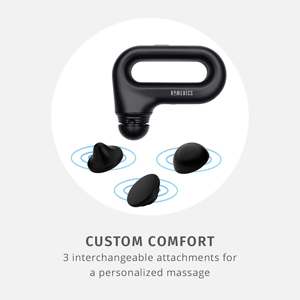 HoMedics Masajeador portátil de vibración de cuerpo completo, eficaz masaje dirigido y de cuerpo completo, niveles de intensidad alta y baja, mango ergonómico de fácil agarre, 3 accesorios intercambiables, 2 pilas AA incluidas