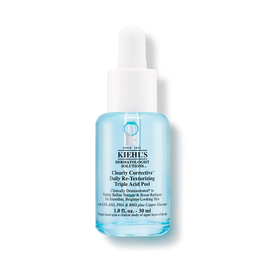 Kiehl's, Set Best in Glass, Set de Regalo, Clearly Corrective Daily Re-Texturizing Triple Acid Peel 30ml + Clearly Corrective Dark Spot Solution 15 ml, Un Dúo contra las Manchas Oscuras para Revelar una Piel Luminosa, 2 Piezas