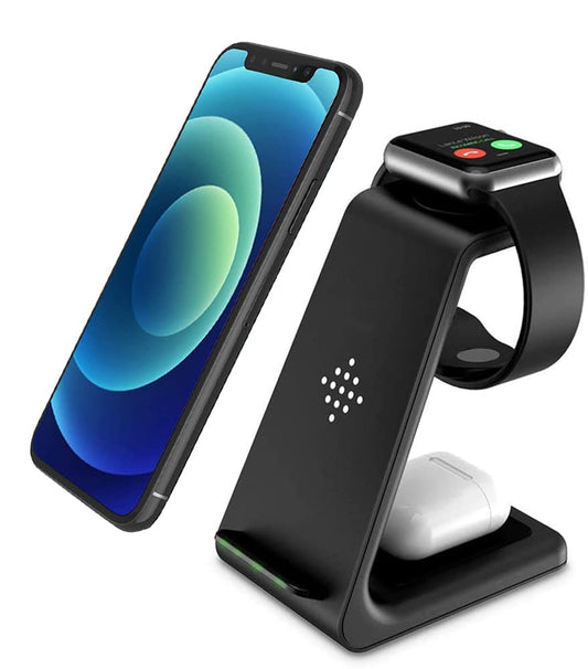 SHARE SUNSHINE Cargador inalámbrico, estación de Carga inalámbrica rápida 3 en 1 para Apple Watch 7/6/SE/5/4/3/2, Airpods Pro 2, iPhone 13/13 Pro/13Pro Max/12/12Pro/12Pro MAX/SE/X/XR/XS/8 Plus