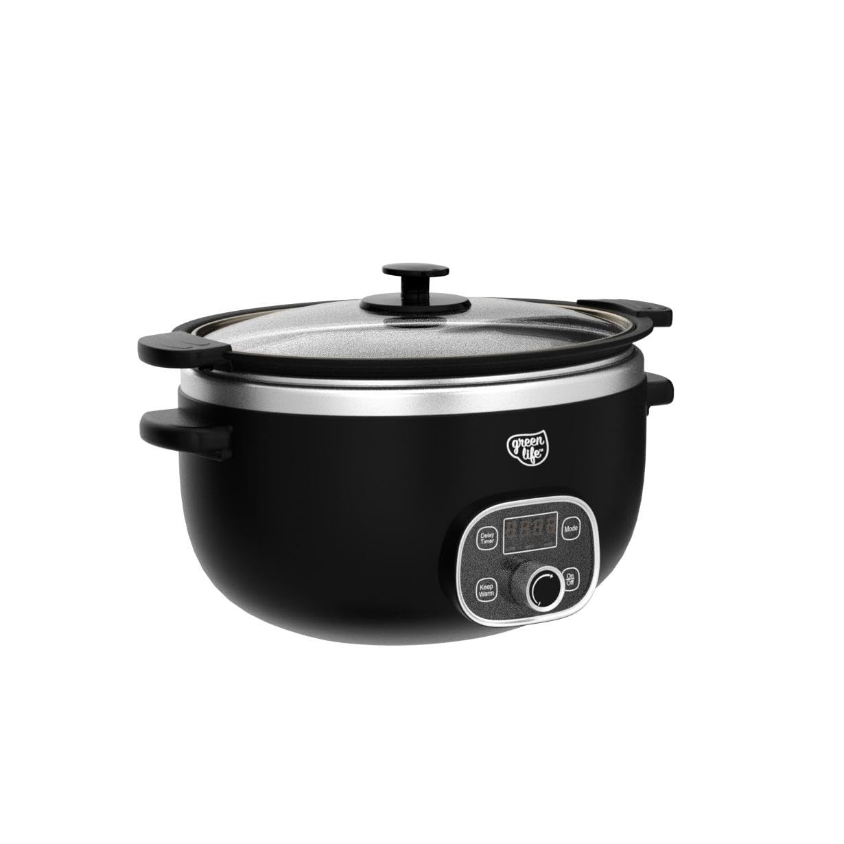 GreenLife - Olla de cocción lenta de cerámica de 6 cuartos de galón, última intervensión de PFAS, programable, extraíble y saludable antiadherente para familias numerosas, sellado en estufa, mantiene