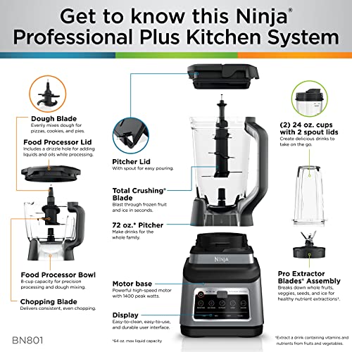 Sistema de Cocina 3 en 1 Ninja Negro con Set de Licuadora y 5 Programas