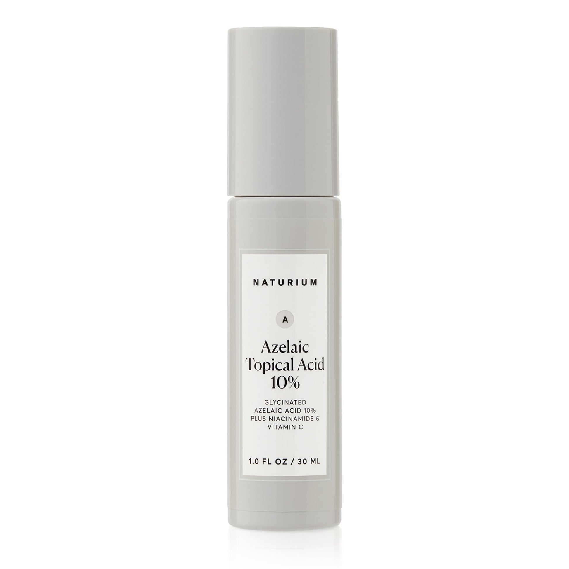 Naturium Ácido tópico azelaico 10%, con niacinamida y vitamina C, tratamiento facial, removedor de manchas oscuras, 1 onza (30 ml), sin fragancia, sin alcohol, para todos los tipos de piel, 1 onza