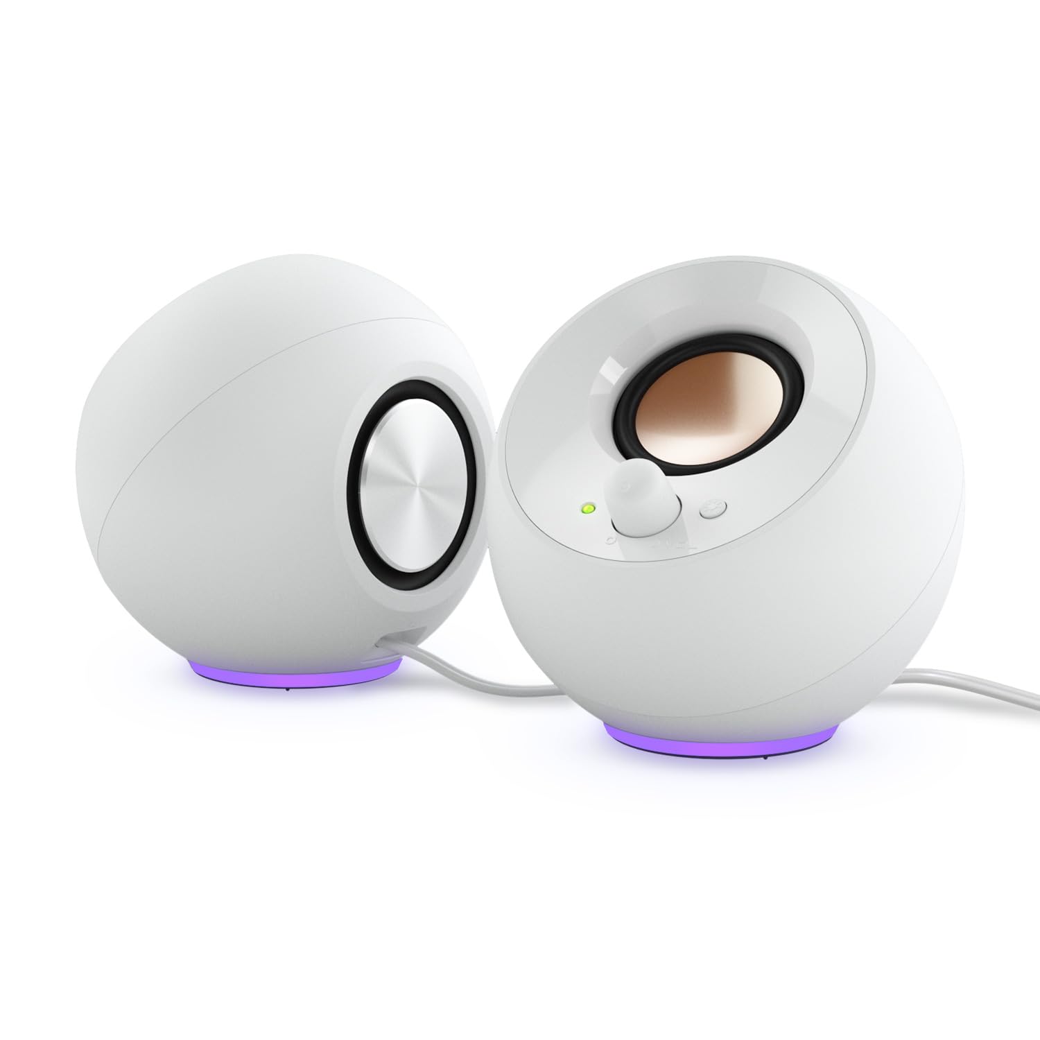 Creative Pebble SE - Altavoces minimalistas de PC con alimentación USB-C 2.0 con iluminación RGB, entrada auxiliar de 3.5 mm, hasta 4.4 W RMS de potencia para computadoras y portátiles (blanco)