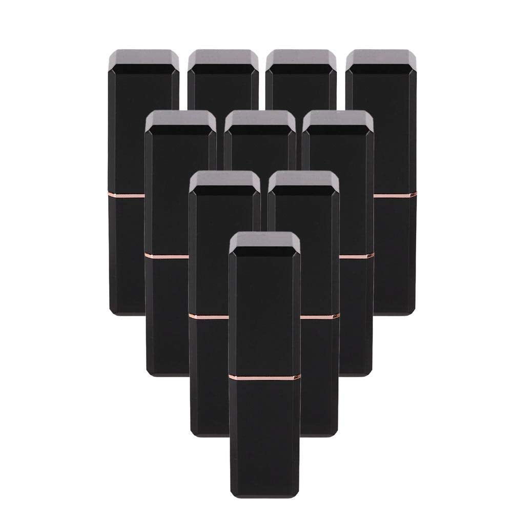ANGGREK 10 Piezas Tubos Vacíos de Lápiz Labial para Maquillaje DIY, Material ABS Duradero, Portátil y Lavable, Color Negro