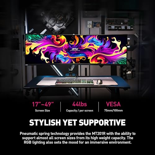Brazo de Soporte para Monitor MSI MPG MT201R RGB Premium Negro Ajustable Compatible con VESA para Pantallas de 17 a 49 Pulgadas