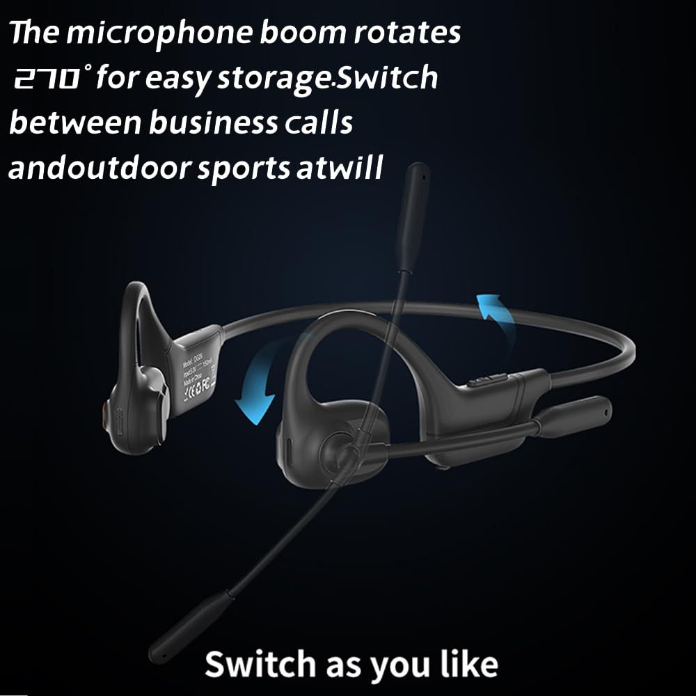 Auriculares Bluetooth IHAO Negros con Conducción de Aire y Micrófono Giratorio para Mujer