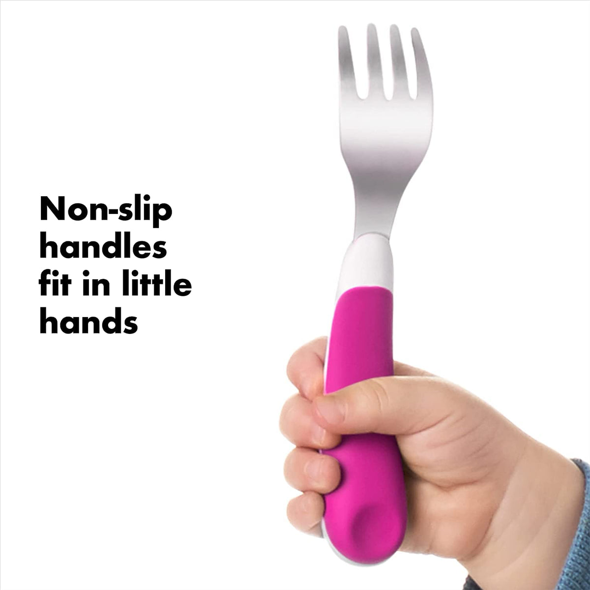 OXO Tot 6124100 Juego Tenedor y Cuchara, Acero Rosa, 2 Piezas