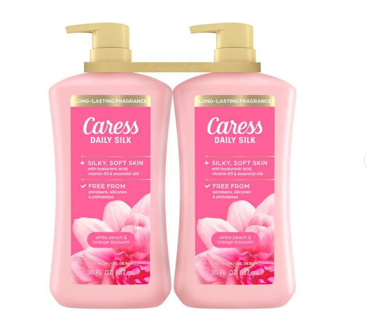 Caress Gel De Baño Hidratante Daily Silk, Melocotón Y Flor De Naranja, 30 Onzas Líquidas (Paquete De 2) 1 Unidad (Paquete De 2)