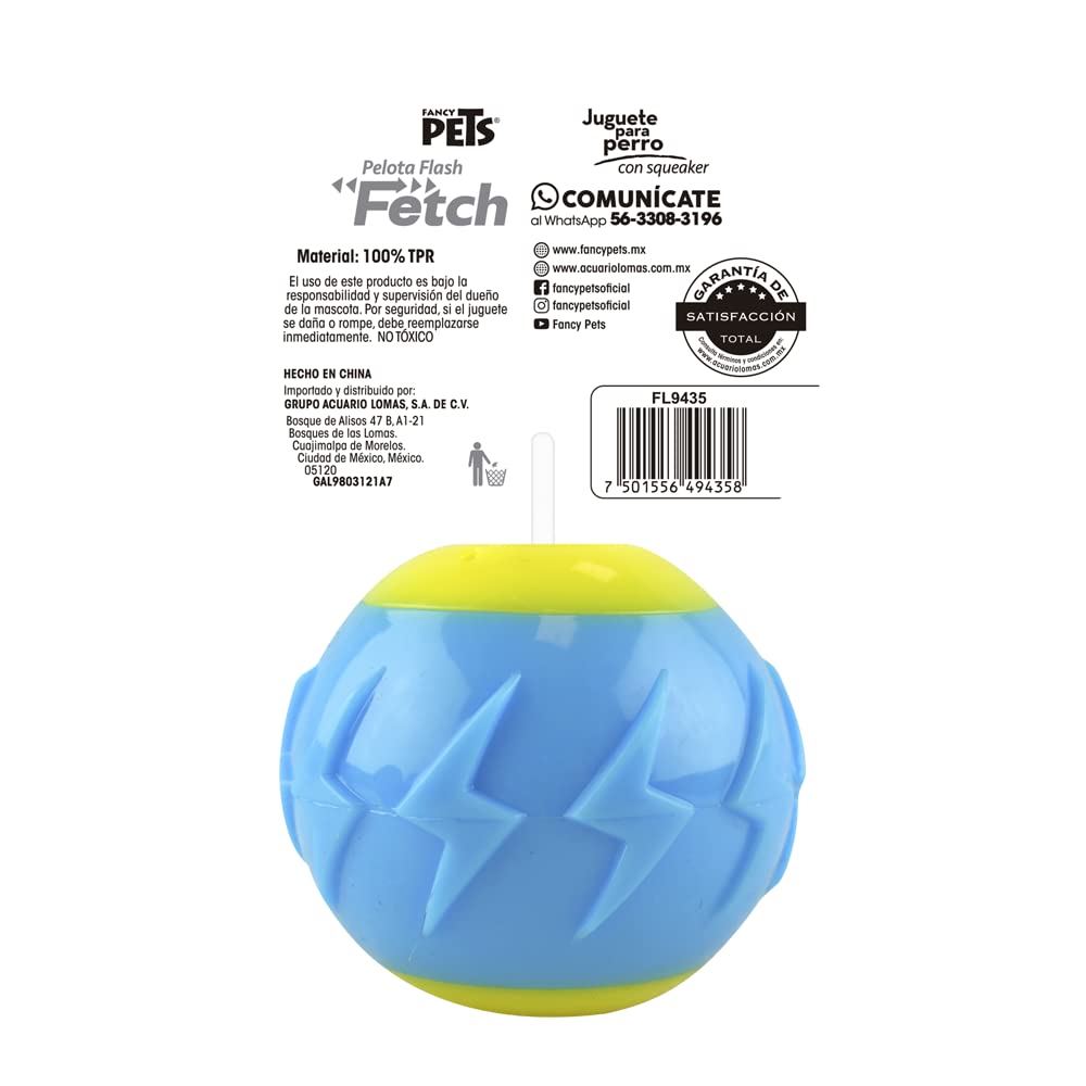 Fancy Pets Pelota Fetch Flash Color Azul con Sonido para Perro