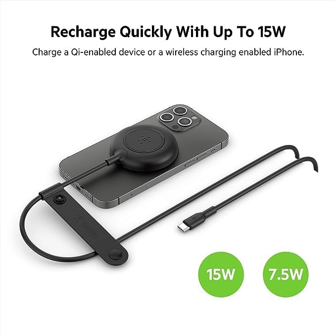 Belkin WIA005btBK BOOST CHARGE Base de Carga Magnética Portátil de 7.5W, Negro