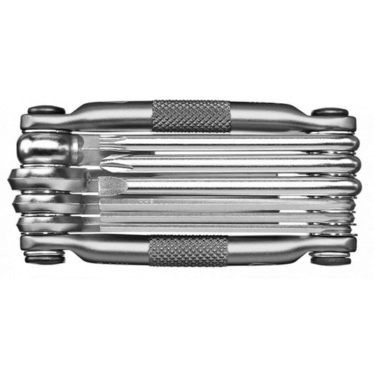 Crankbrothers Multi Tool M 10 Bike Tool - Multiherramienta MTB Níquel - 10 herramientas de bicicleta (herramienta 10 en 1), ergonómicas y ligeras